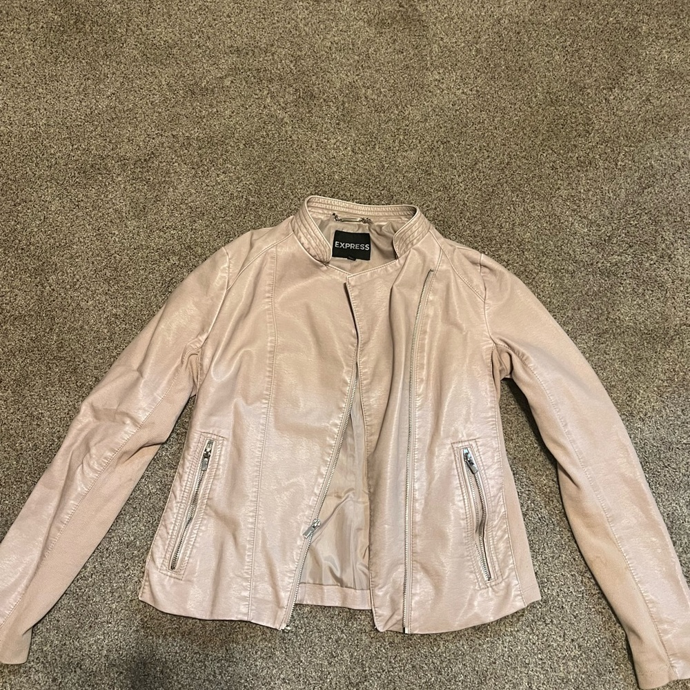 Pink faux leather jacket. Size small. In great condition